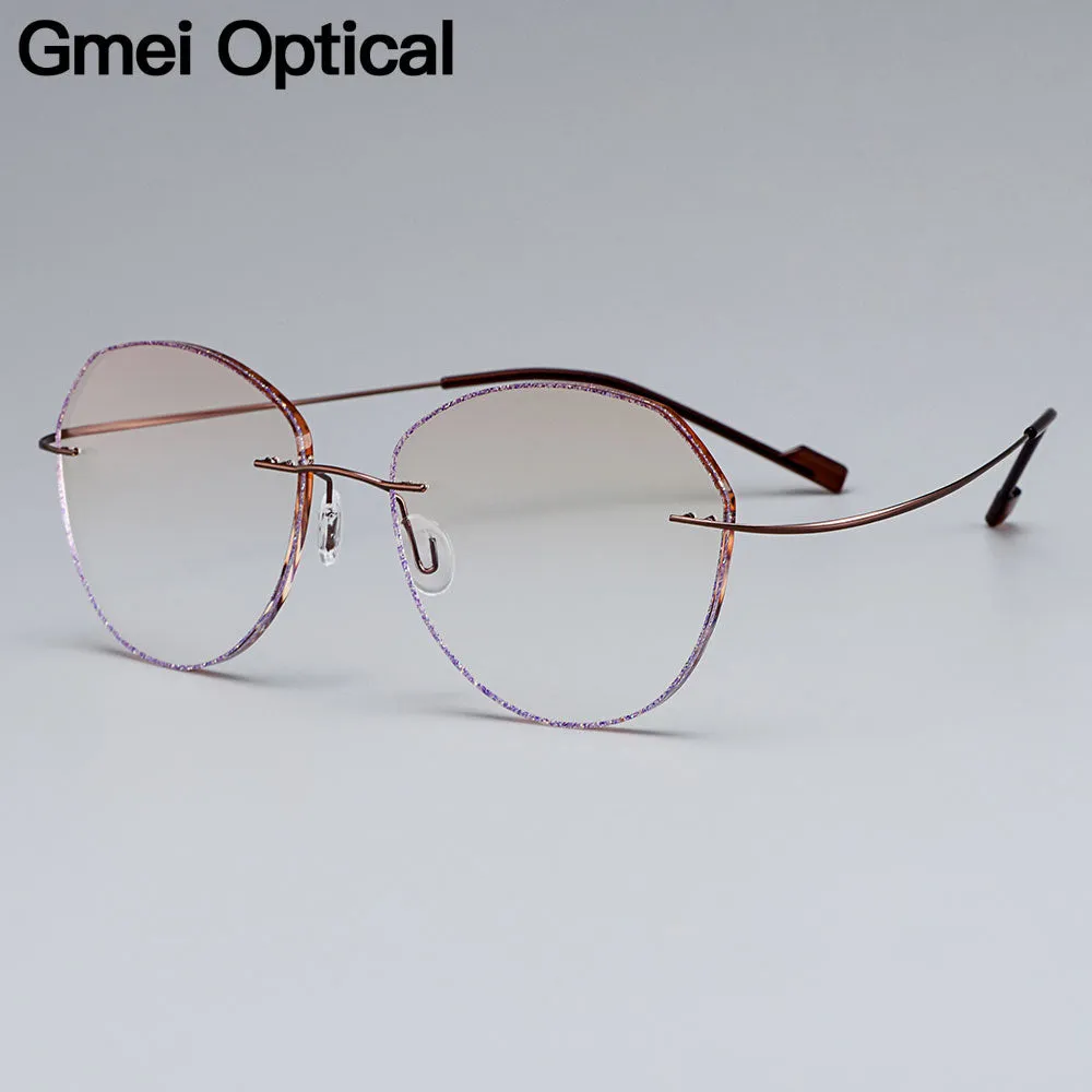 Gmei Women's Eyeglasses Rimless Titanium Alloy Gradient Brown T80899