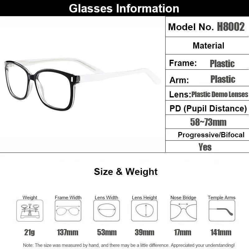 Gmei Women's Eyeglasses Square Full Rim Plastic H8002