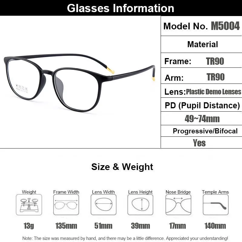 Gmei Women's Eyeglasses Ultralight Tr90 Frame Plastic M5004