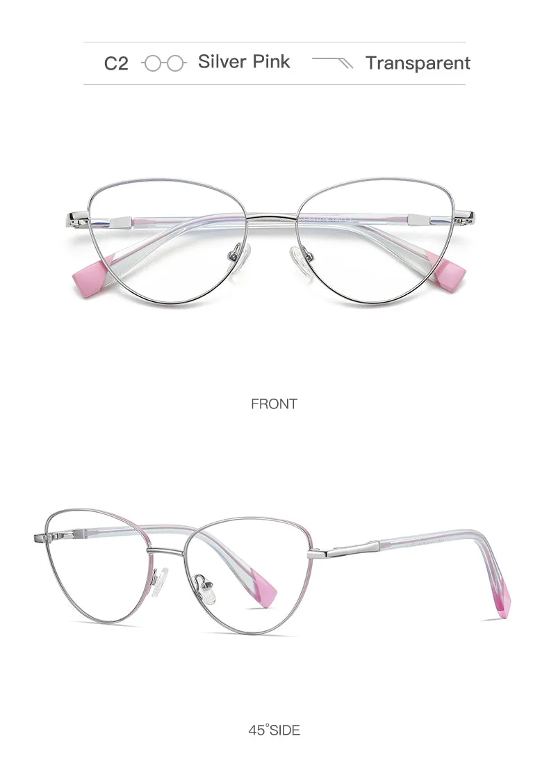 Gmei Women's Full Rim Alloy Cat Eye Frame Eyeglasses 3020