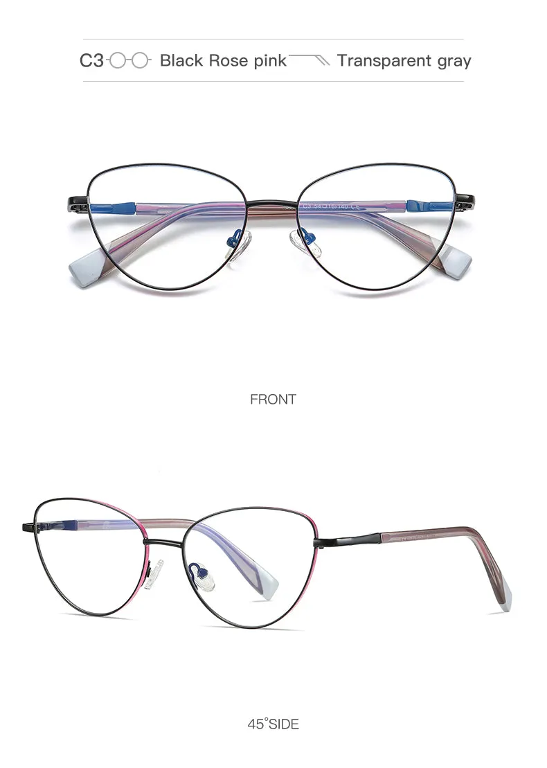 Gmei Women's Full Rim Alloy Cat Eye Frame Eyeglasses 3020