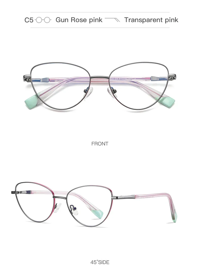 Gmei Women's Full Rim Alloy Cat Eye Frame Eyeglasses 3020