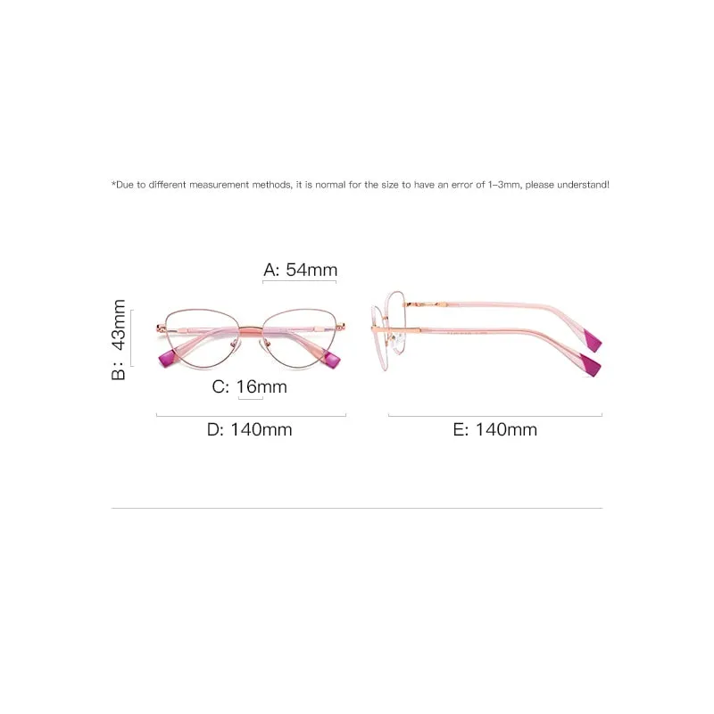 Gmei Women's Full Rim Alloy Cat Eye Frame Eyeglasses 3020