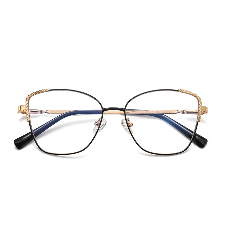 Gmei Women's Full Rim Alloy Polygonal Cat Eye Frame Eyeglasses