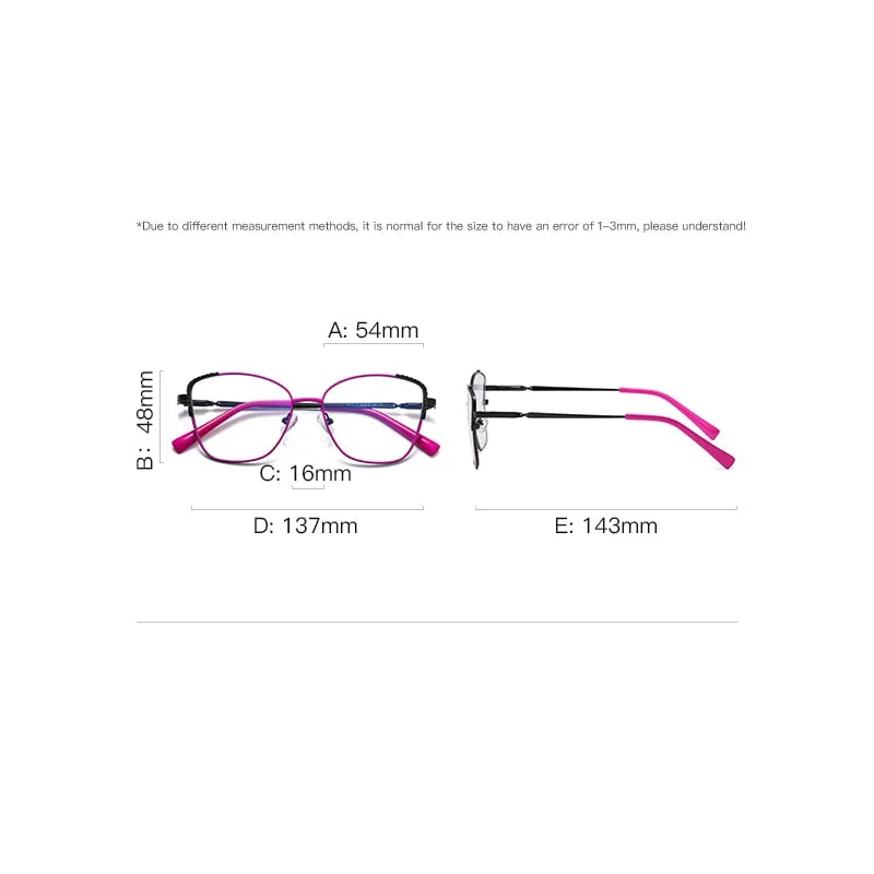 Gmei Women's Full Rim Alloy Polygonal Cat Eye Frame Eyeglasses