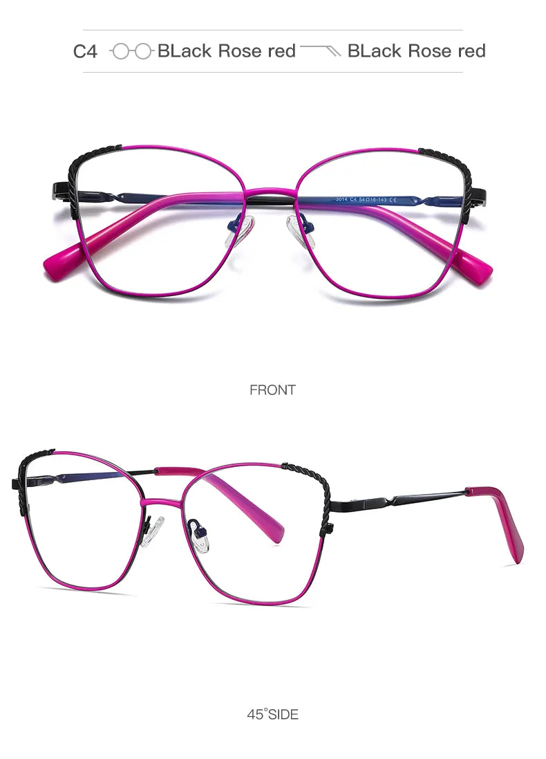 Gmei Women's Full Rim Alloy Polygonal Cat Eye Frame Eyeglasses