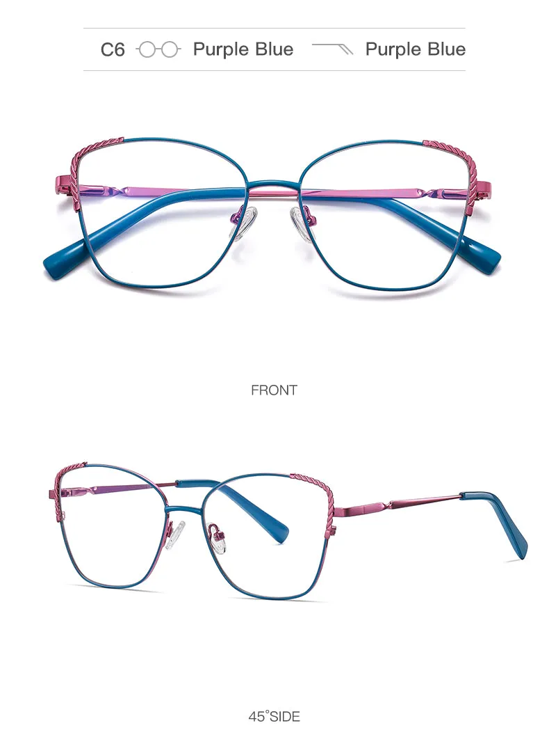 Gmei Women's Full Rim Alloy Polygonal Cat Eye Frame Eyeglasses