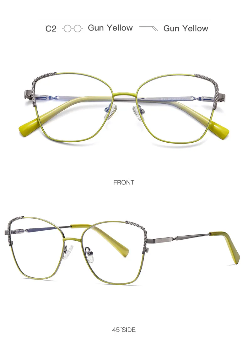 Gmei Women's Full Rim Alloy Polygonal Cat Eye Frame Eyeglasses