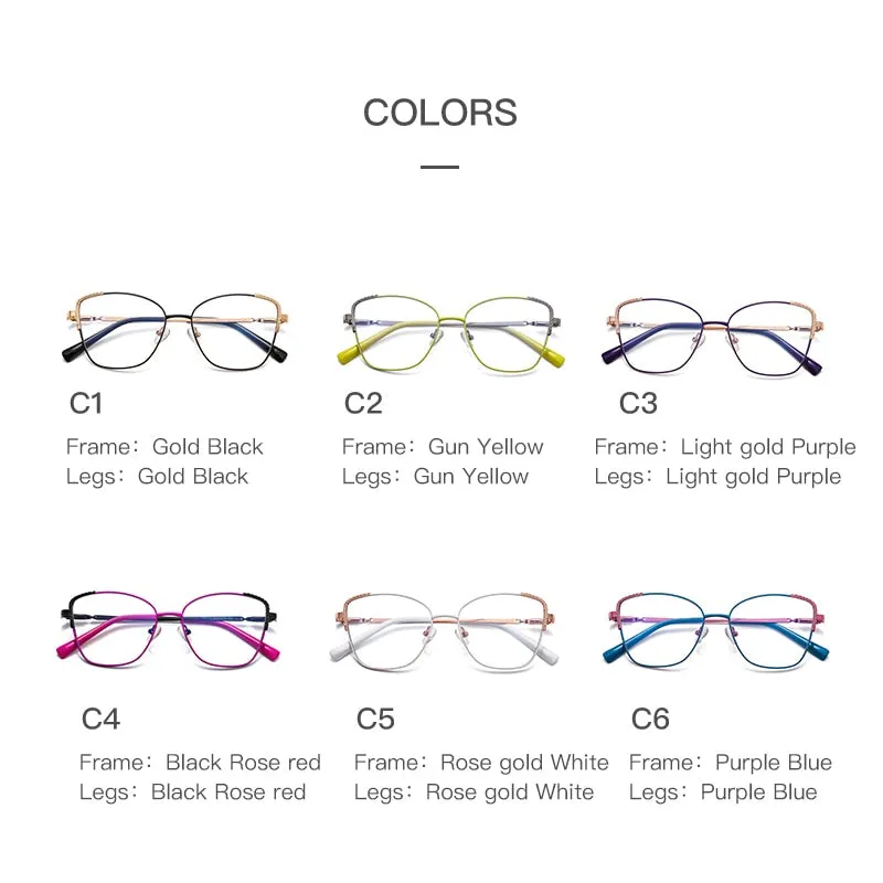 Gmei Women's Full Rim Alloy Polygonal Cat Eye Frame Eyeglasses