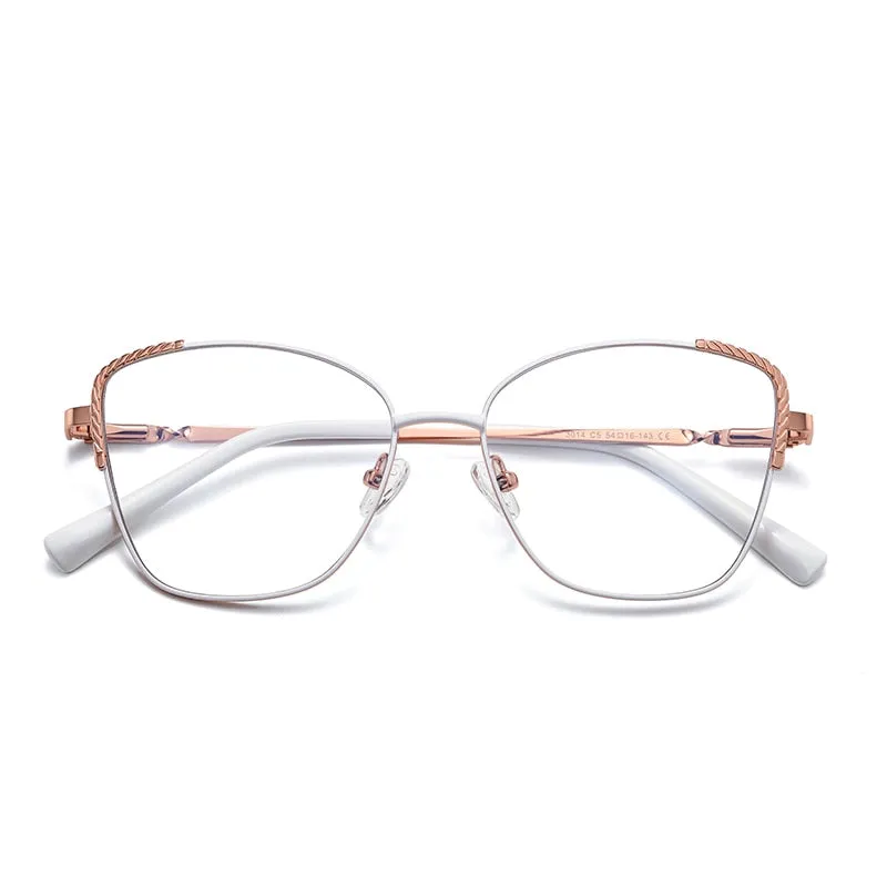 Gmei Women's Full Rim Alloy Polygonal Cat Eye Frame Eyeglasses