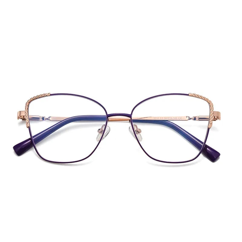 Gmei Women's Full Rim Alloy Polygonal Cat Eye Frame Eyeglasses