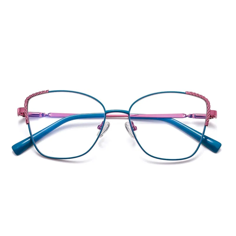 Gmei Women's Full Rim Alloy Polygonal Cat Eye Frame Eyeglasses