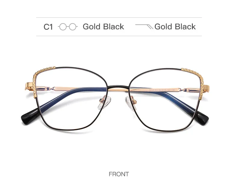 Gmei Women's Full Rim Alloy Polygonal Cat Eye Frame Eyeglasses