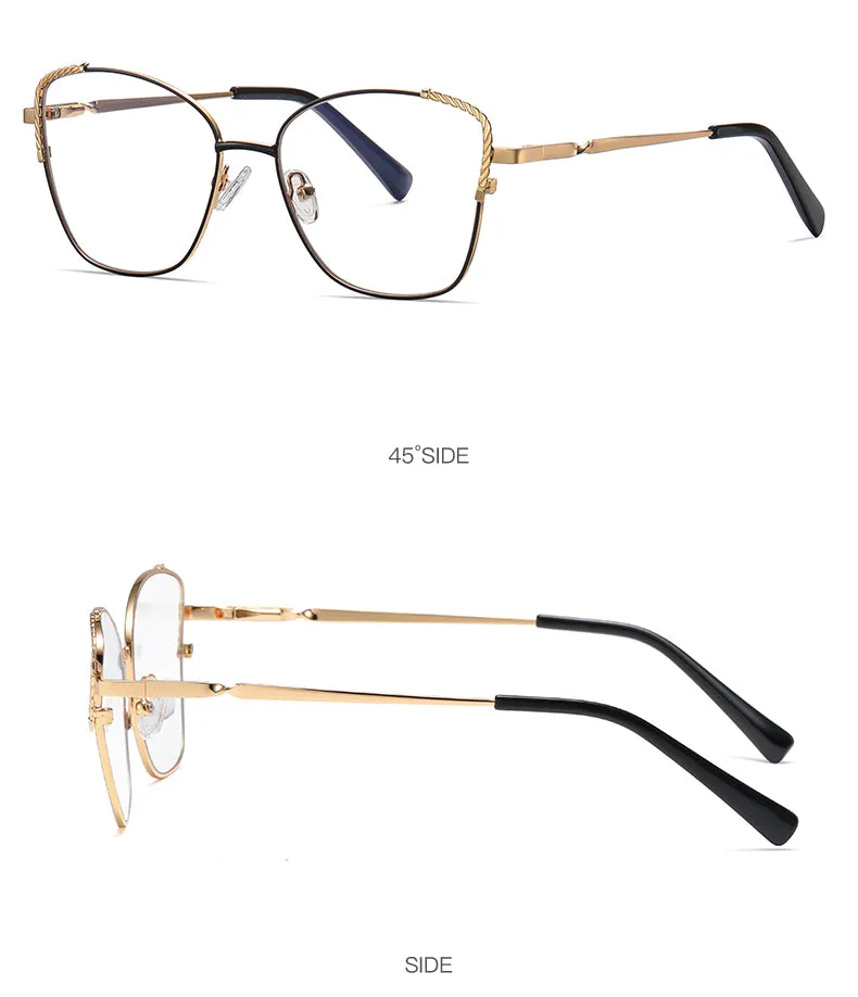 Gmei Women's Full Rim Alloy Polygonal Cat Eye Frame Eyeglasses