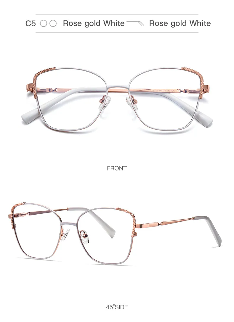 Gmei Women's Full Rim Alloy Polygonal Cat Eye Frame Eyeglasses