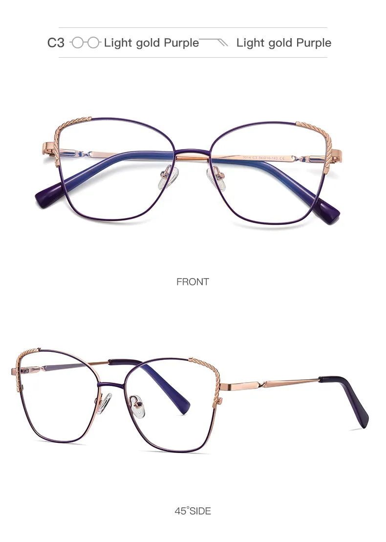 Gmei Women's Full Rim Alloy Polygonal Cat Eye Frame Eyeglasses