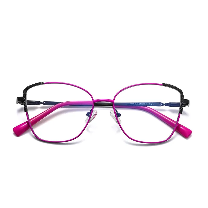 Gmei Women's Full Rim Alloy Polygonal Cat Eye Frame Eyeglasses