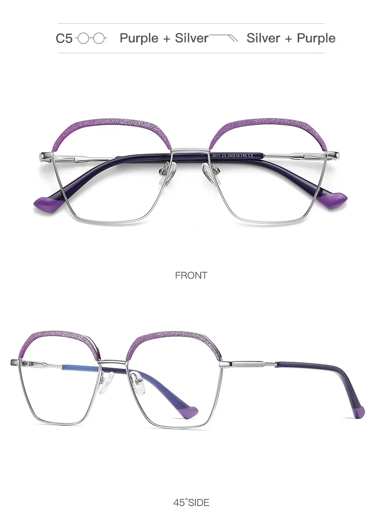 Gmei Women's Full Rim Alloy Square Frame Eyeglasses 3017