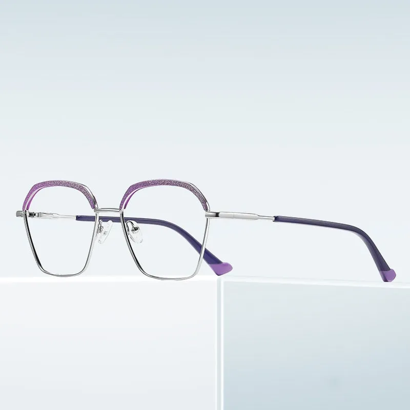 Gmei Women's Full Rim Alloy Square Frame Eyeglasses 3017