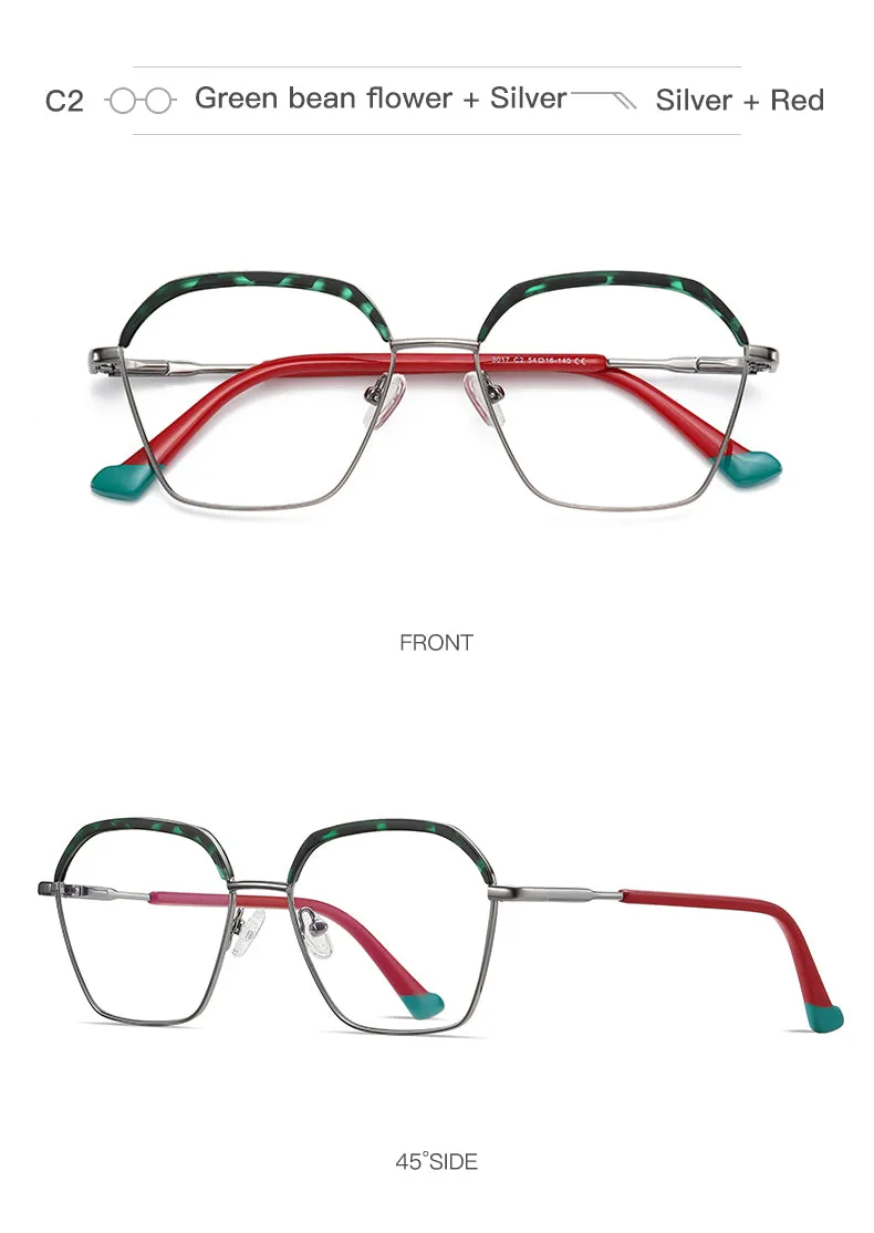 Gmei Women's Full Rim Alloy Square Frame Eyeglasses 3017