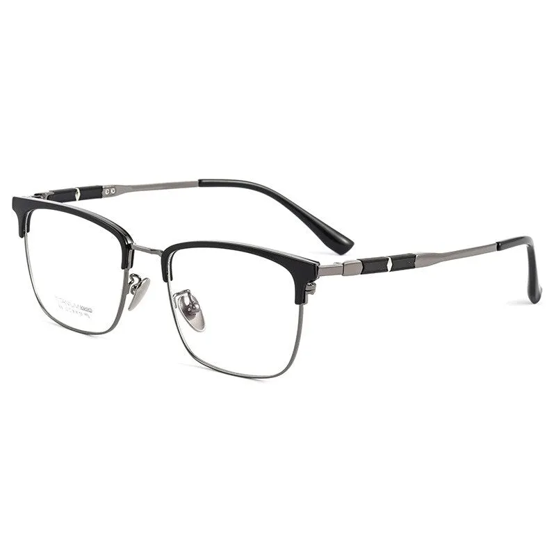 Handoer Men's Full Rim Square Titanium Eyeglasses 9016