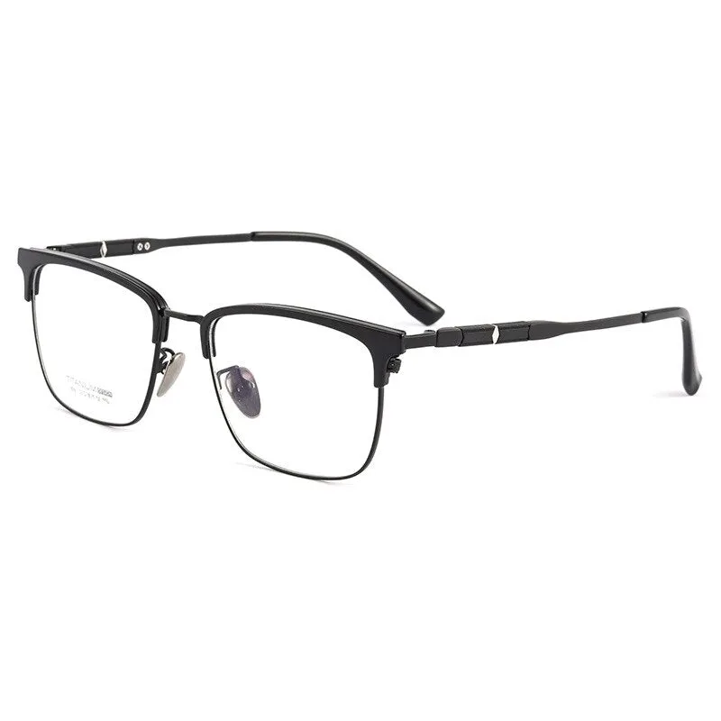 Handoer Men's Full Rim Square Titanium Eyeglasses 9016