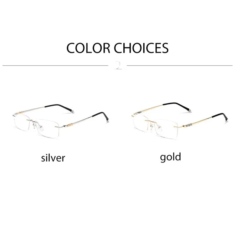 Handoer Men's Rimless Customized Lens Shape Alloy Eyeglasses 98607wk