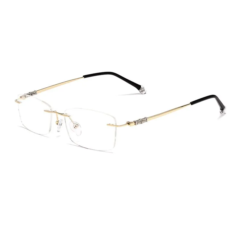 Handoer Men's Rimless Customized Lens Shape Alloy Eyeglasses 98607wk