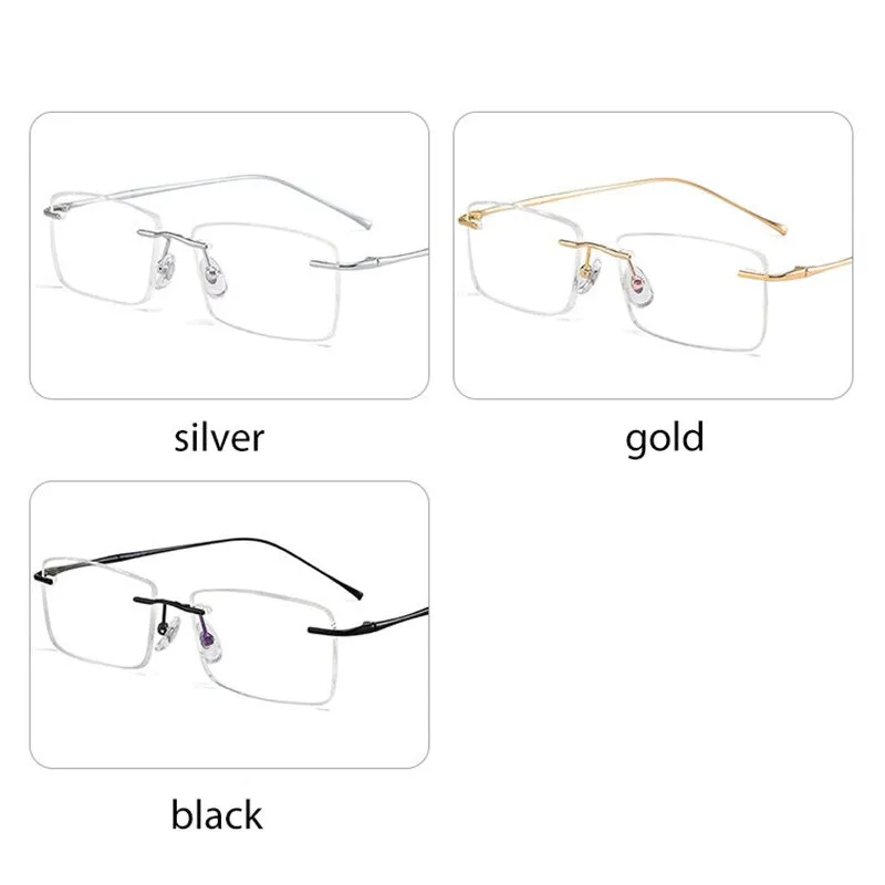 Handoer Men's Rimless Customized Lens Shape Titanium Eyeglasses 632