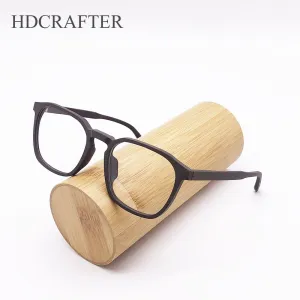 Hdcrafter Men's Full Rim Oversized Square Wood Frame Eyeglasses 1692