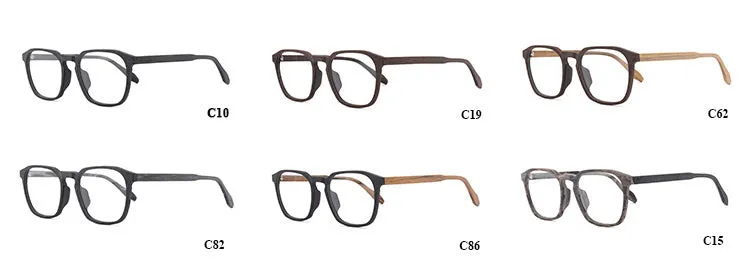 Hdcrafter Men's Full Rim Oversized Square Wood Frame Eyeglasses 1692