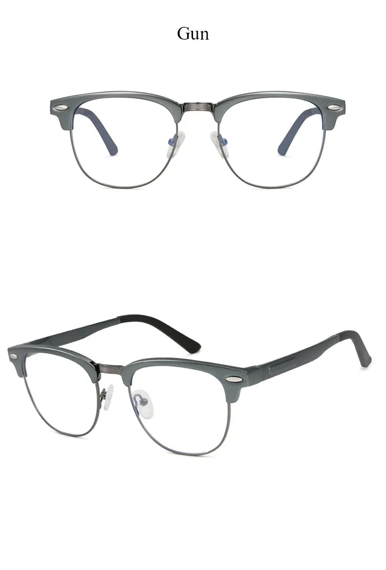 Hdcrafter Men's Semi Rim Square Aluminum Magnesium Frame Eyeglasses 6083