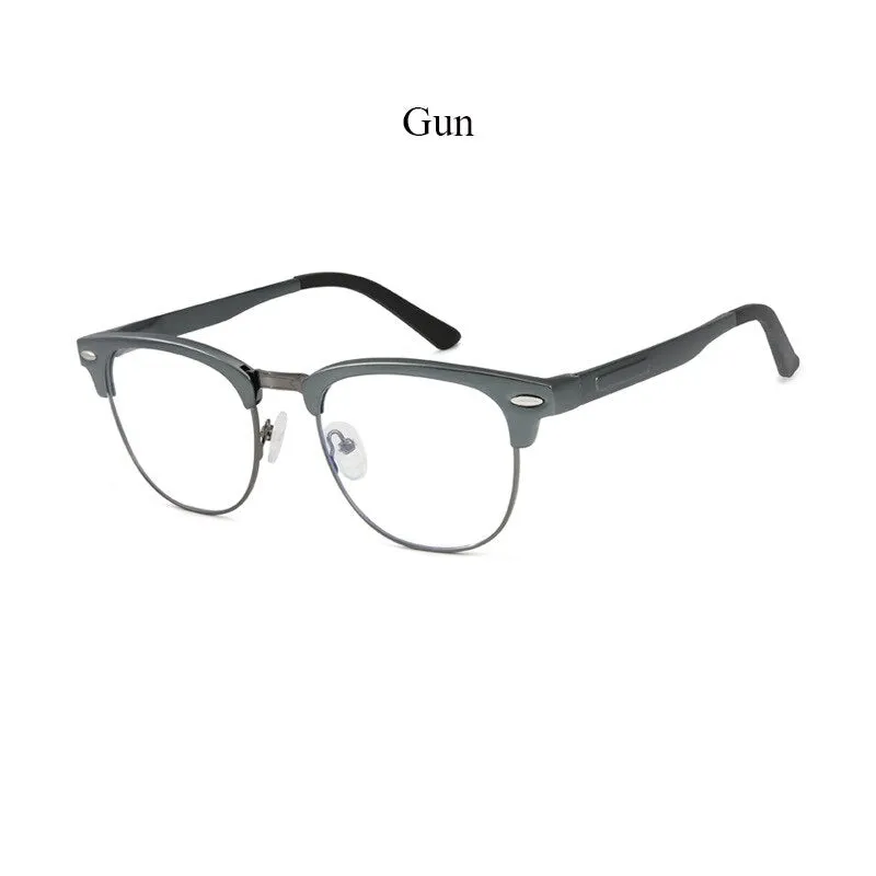 Hdcrafter Men's Semi Rim Square Aluminum Magnesium Frame Eyeglasses 6083