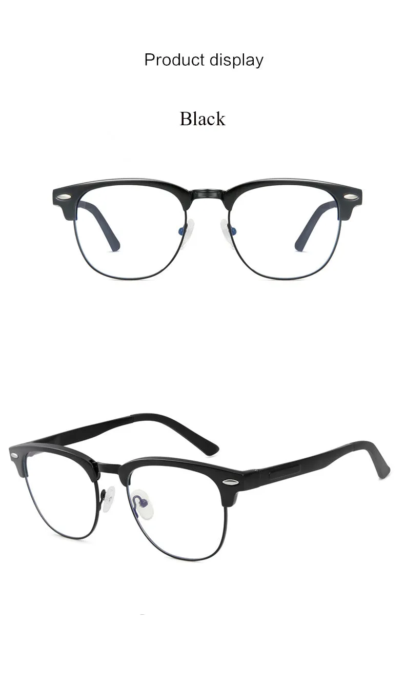 Hdcrafter Men's Semi Rim Square Aluminum Magnesium Frame Eyeglasses 6083