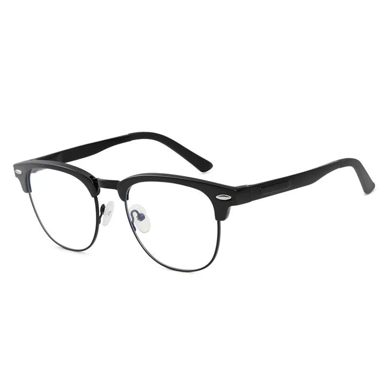 Hdcrafter Men's Semi Rim Square Aluminum Magnesium Frame Eyeglasses 6083