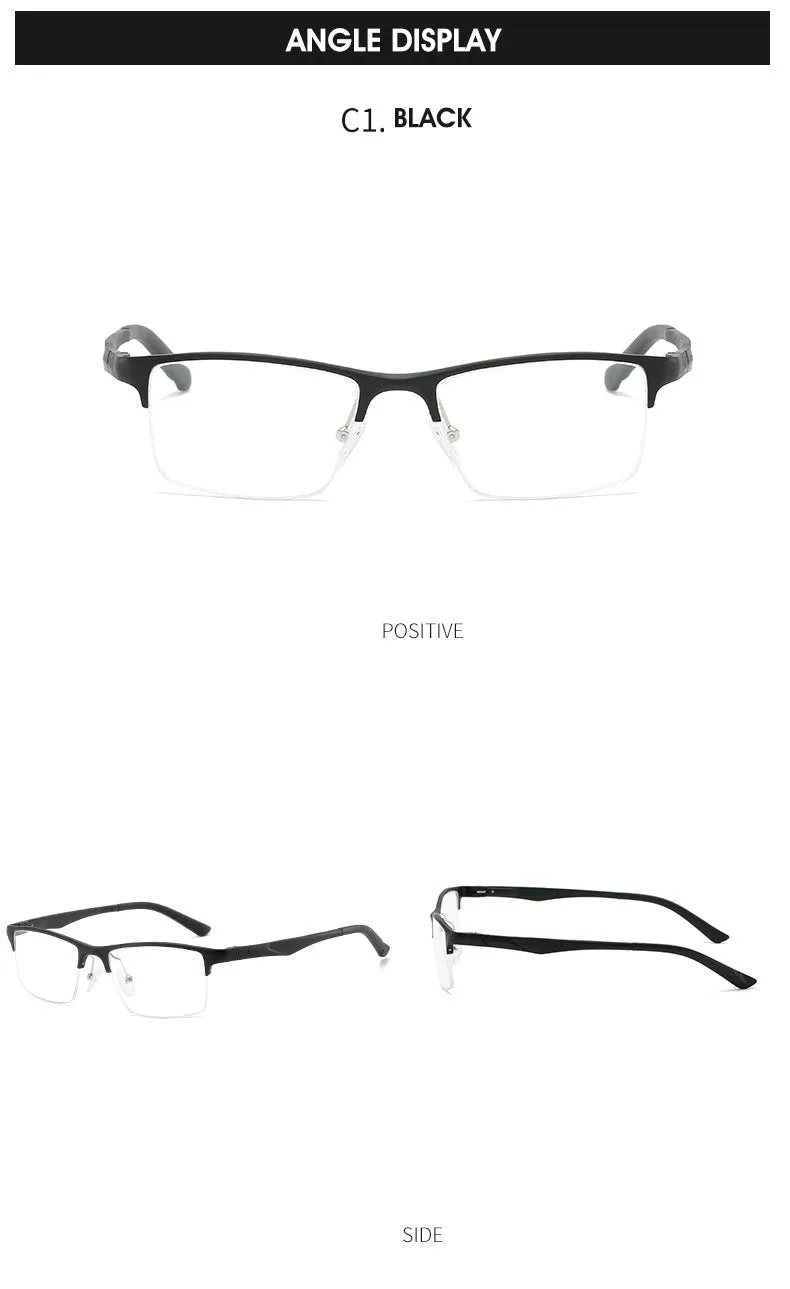 Hdcrafter Men's Semi Rim Square Titanium Alloy Frame Eyeglasses P6329