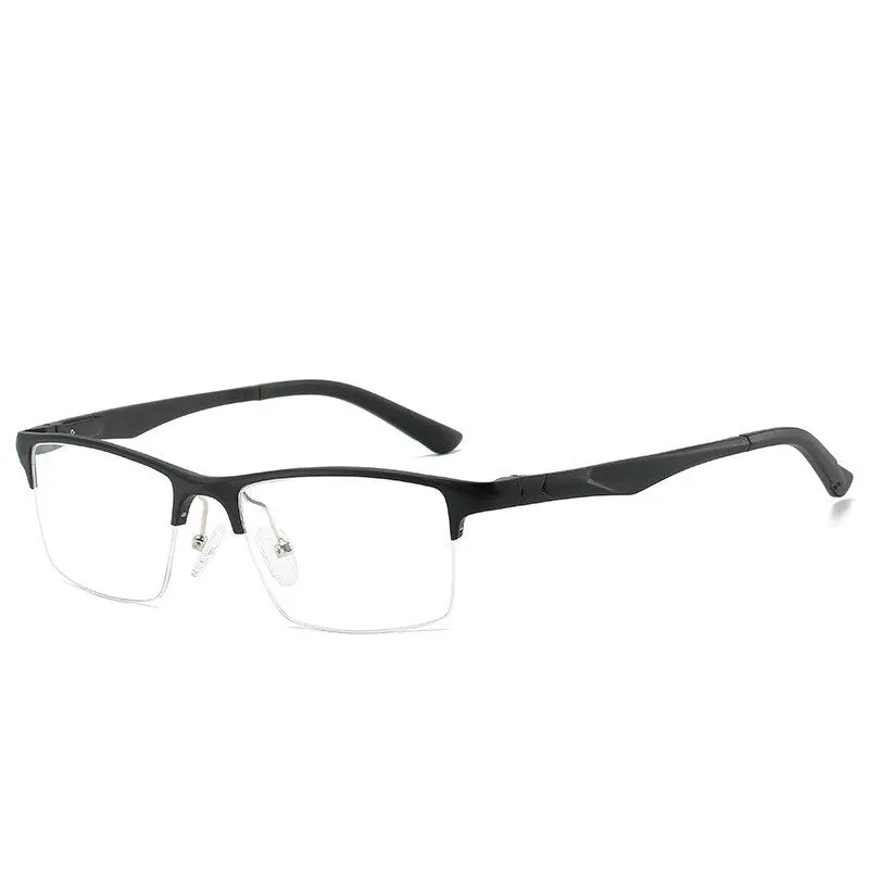 Hdcrafter Men's Semi Rim Square Titanium Alloy Frame Eyeglasses P6329