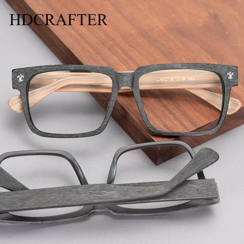 Hdcrafter Unisex Full Rim Big 150mm Square Wood Eyeglasses Jk040