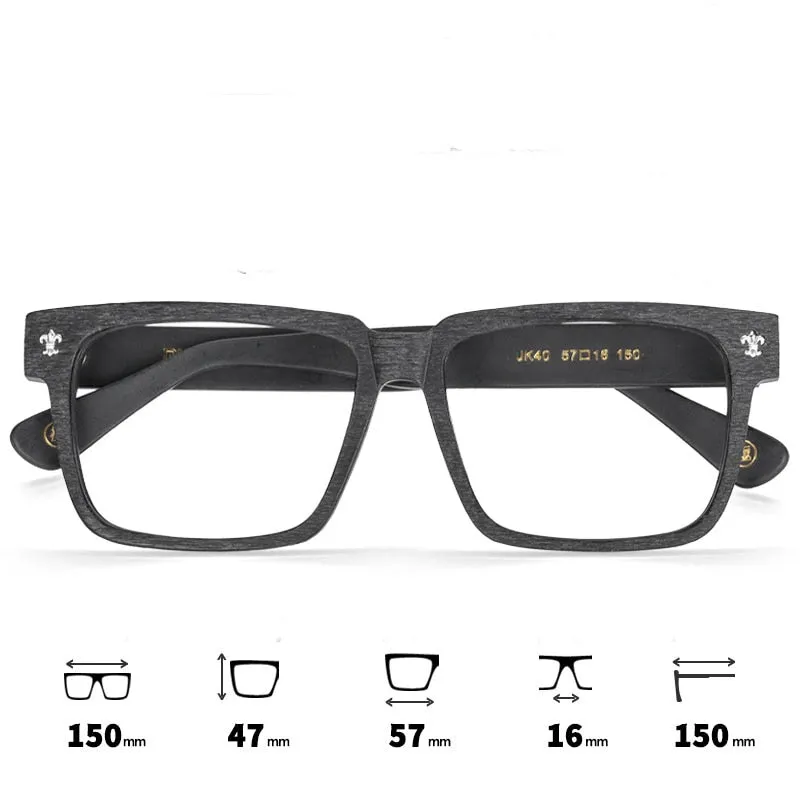 Hdcrafter Unisex Full Rim Big 150mm Square Wood Eyeglasses Jk040