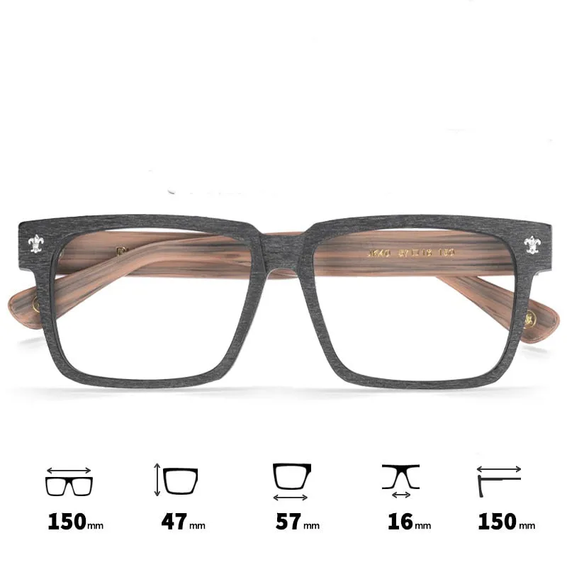 Hdcrafter Unisex Full Rim Big 150mm Square Wood Eyeglasses Jk040