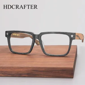 Hdcrafter Unisex Full Rim Big 150mm Square Wood Eyeglasses Jk040