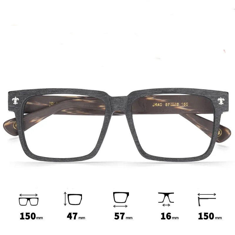 Hdcrafter Unisex Full Rim Big 150mm Square Wood Eyeglasses Jk040