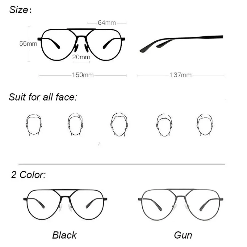 Hdcrafter Unisex Full Rim Oversized Oval Double Bridge Alloy Eyeglasses 8685