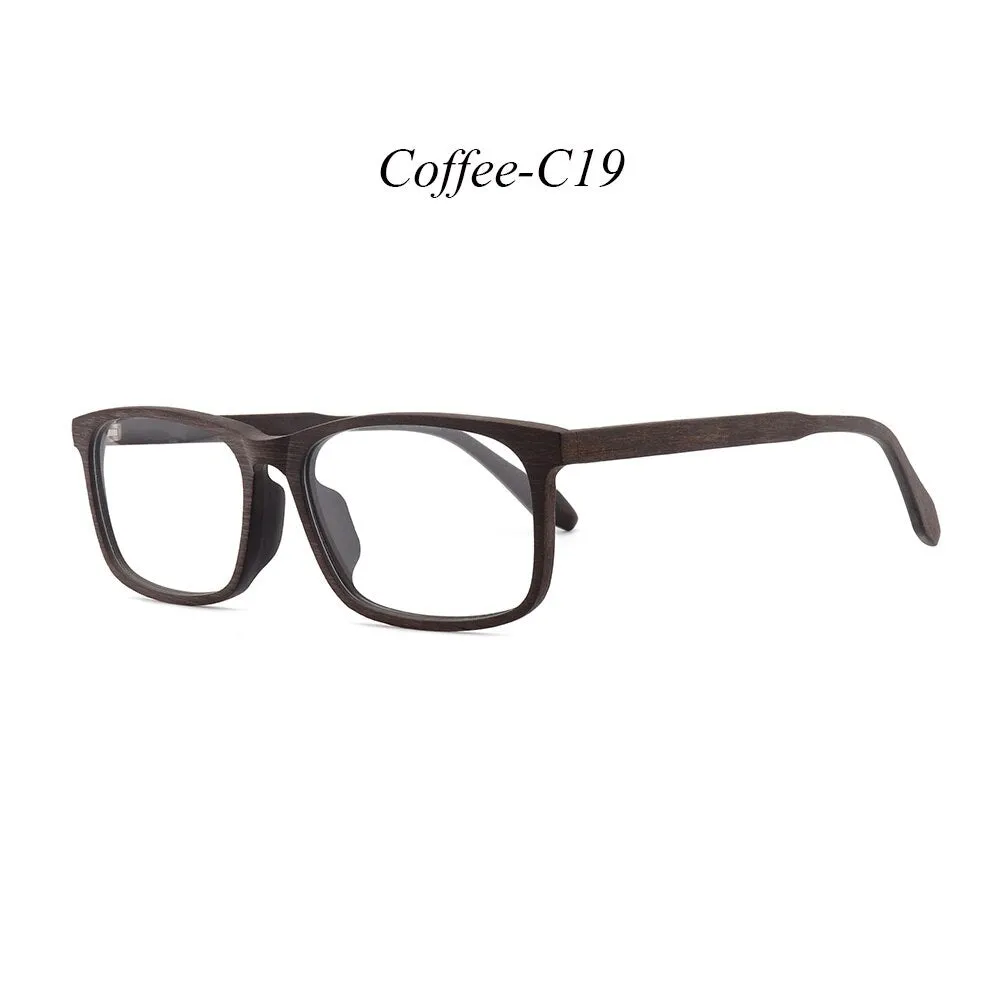 Hdcrafter Unisex Full Rim Oversized Square Wood Frame Eyeglasses 1691