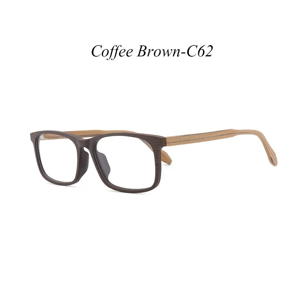 Hdcrafter Unisex Full Rim Oversized Square Wood Frame Eyeglasses 1691