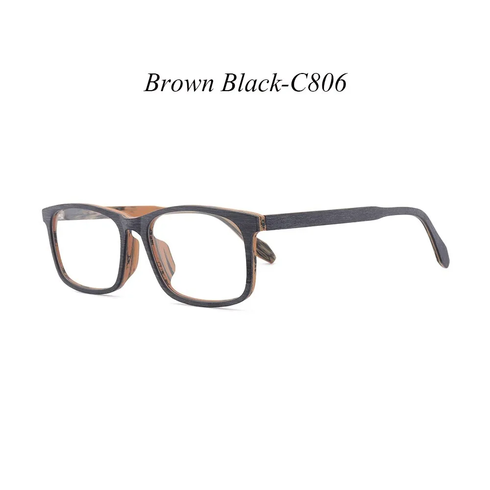 Hdcrafter Unisex Full Rim Oversized Square Wood Frame Eyeglasses 1691