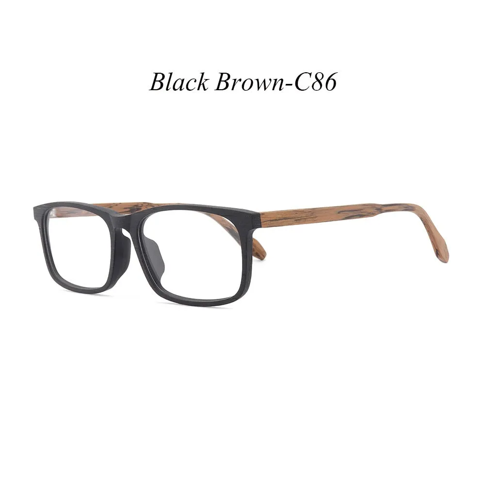 Hdcrafter Unisex Full Rim Oversized Square Wood Frame Eyeglasses 1691