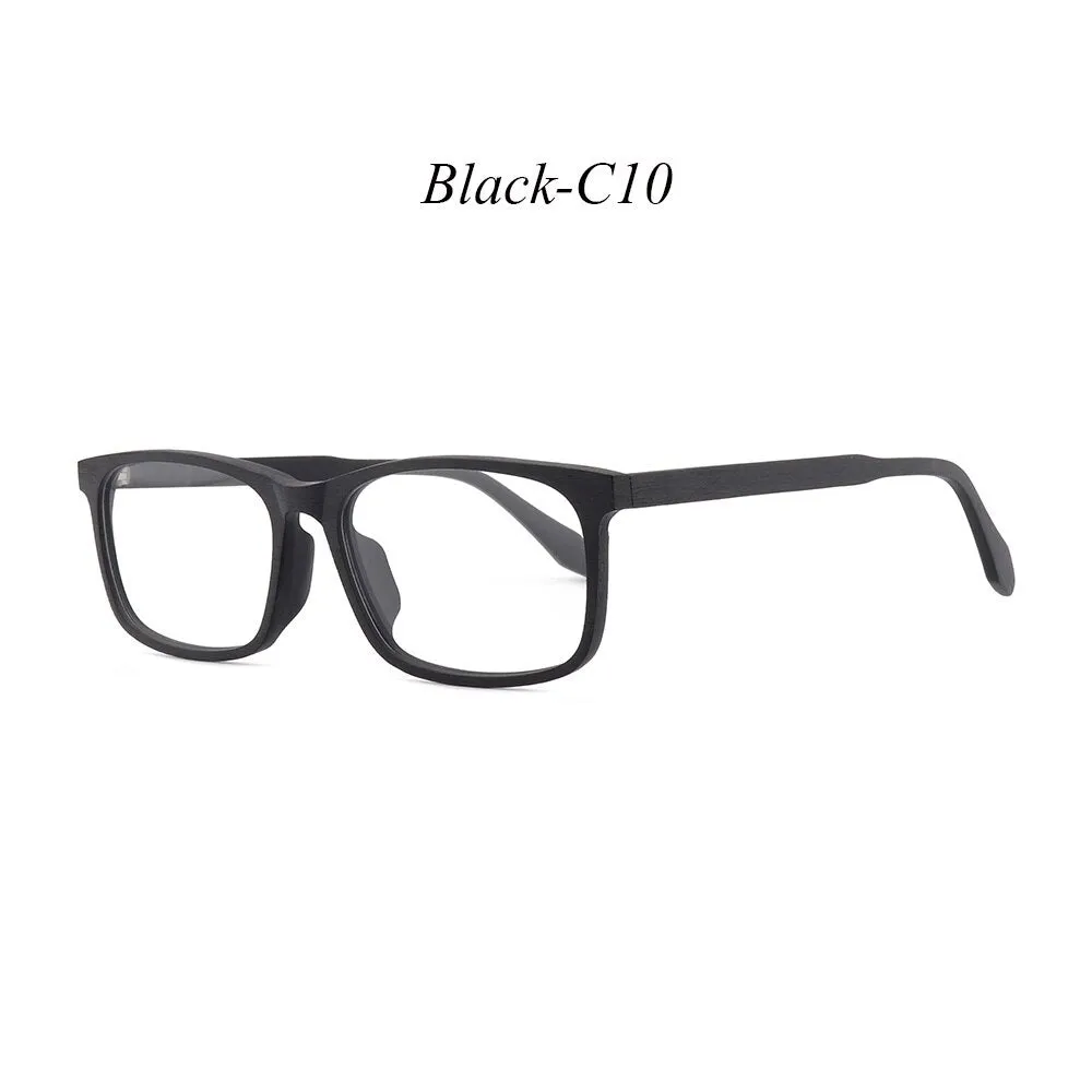 Hdcrafter Unisex Full Rim Oversized Square Wood Frame Eyeglasses 1691