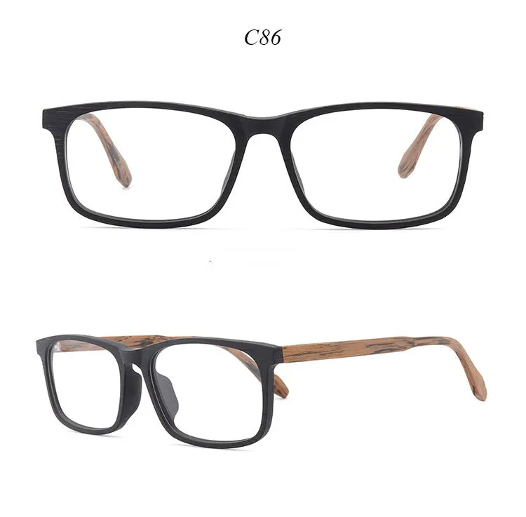 Hdcrafter Unisex Full Rim Oversized Square Wood Frame Eyeglasses 1691