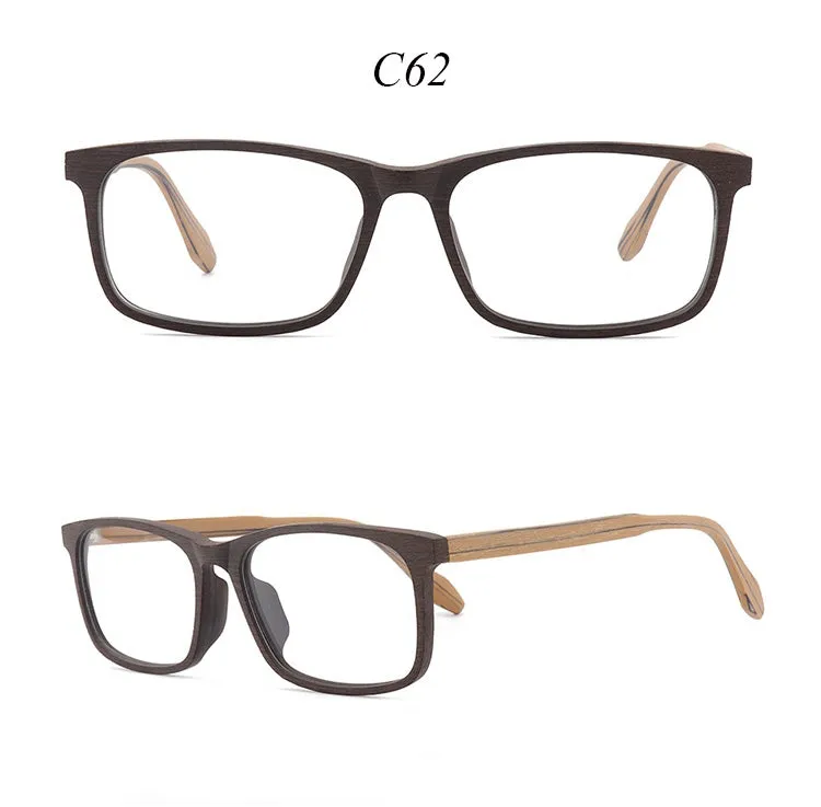 Hdcrafter Unisex Full Rim Oversized Square Wood Frame Eyeglasses 1691